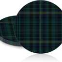 100 Pcs Tartan Plaid Disposable Placemats 13 Inch Round Green Plaid Paper Placemats Tartan Themed Party Favors Ideal for Baby Shower Bridal Birthday Wedding Party Supplies
