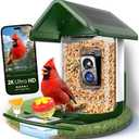 Bird Feeder with Camera Solar Powered - Smart Bird Feeder Camera 2K HD Live Stream, 5MP Photos, AI Identification for Backyard, 2.4Lb Large Capacity, Gifts for Mom Dad, Green White