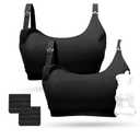 Momcozy Pumping Bra Hands Free 2 Pack Comfortable All Day Wear Pumping and Nursing Bra in One (Large)