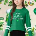 Kids St Patrick's Day Shirt Girls Boys Lucky Irish Shamrock Shirts Saint Patricks Day Long Sleeve Tops (Green)