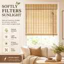No Drill Bamboo Blinds for Interior Windows, Bamboo Shades for Indoor Windows, Roller Shades for Indoor Window and Outdoor Patio, Easy to Install for Home & Porches