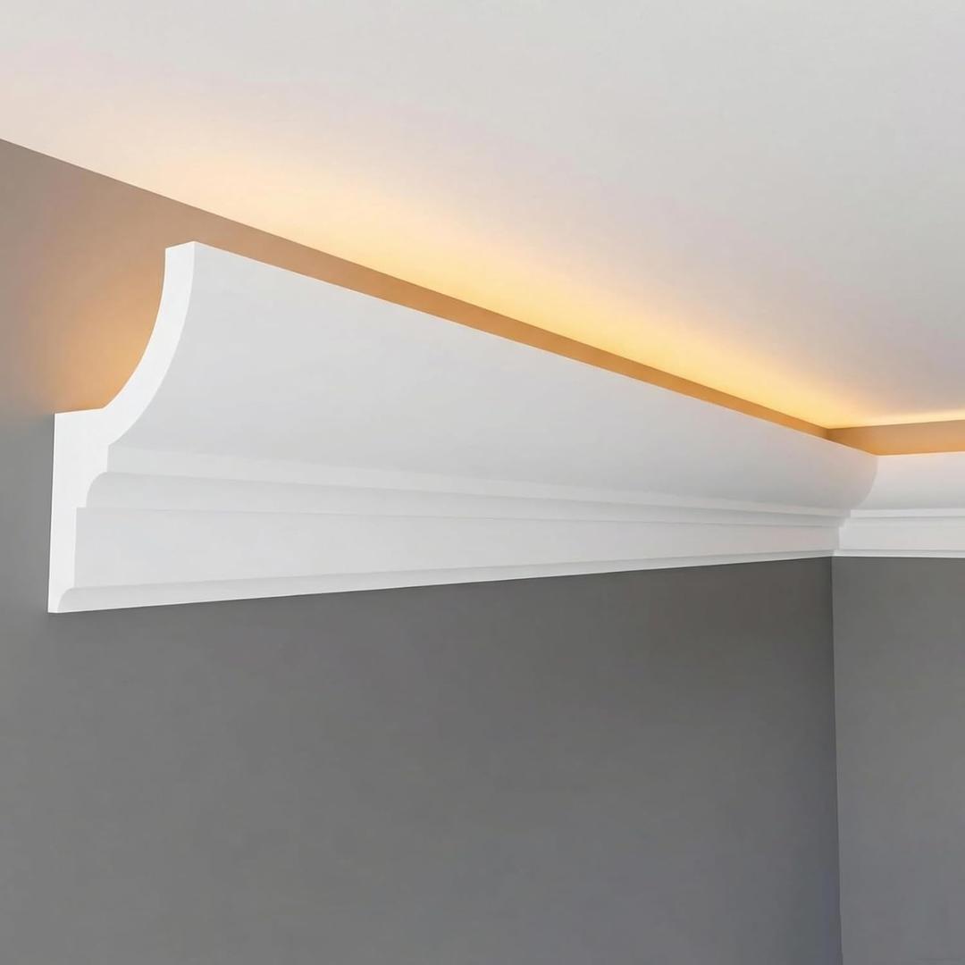 10 Pack 47.24″(Total 39.4 Ft) Ceiling Crown Molding with LED Duct Kit
