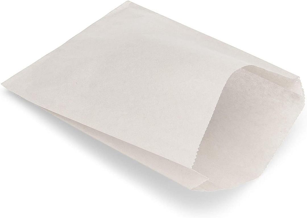 White Paper Sandwich Style Bags (200) 6"x 1"x 8" Dry Wax Grease Resistant Bags. Perfect for Sandwiches, Cookies, Pastries, Take Out, and Gifts