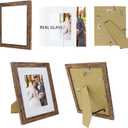 Hongkee 8x10 Picture Frame Set of 2, Made of Real Glass and Rustic Brown Wooden Frame - Display Picture 5x7 with Mat or 8x10 Without Mat, 8 by 10 Photo for Wall or Tabletop