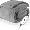 50" x 60" Extra Cozy Nordic Velvet Reverse Faux Shearling Heated Throw Electric Blanket Light Marble - Sunbeam: Machine Washable