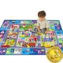 QUOKKA ABC Floor Play Mat  Extra Thick 0.3 in Non-Slip Padded Nursery Rug with City Design for Babies Toddlers & Kids  Super Soft Plush Mat for Playroom - Foldable Gift for Boys and Girls (5' x 6'7" (Rectangular))