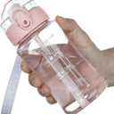 OLDLEY 12oz Kids Water Bottle for School - Motivational With Silicone Straw, Leak-Proof Tritan BPA-Free, Reusable for Girls Boys, Cerulean (Cherry Blossom)