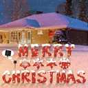 18 Pieces Large Merry Christmas Yard Signs with Solar LED Light Christmas Red Snowflake Yard Signs with Stakes 15.7 Inch Waterproof Outdoor Letter Decoration Lawn Sign for Holiday Party Garden