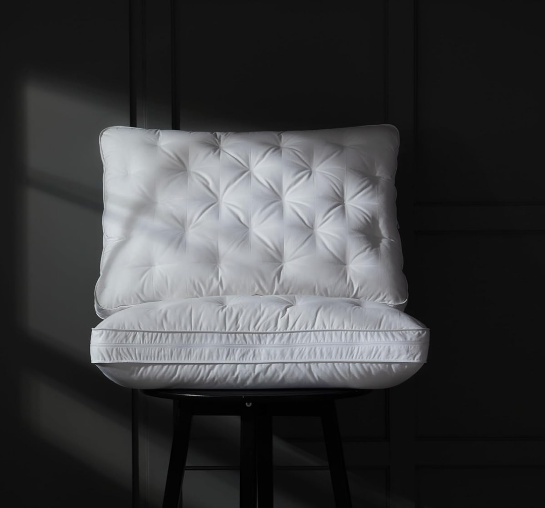 Three Geese Adjustable Goose Feather Down Pillows Queen Set of 1, Assemblable Bed Pillow with Cotton Cover for Side/Back/Stomach Sleepers, Customizable Firmness Design 20x28