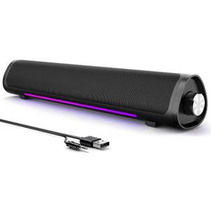 Computer Speakers for Desktop PC, Gaming PC Sound Bar, Plug and Play - USB Power with 3.5mm Audio, RGB Gradient Lighting, One-knob Control, for Computers/Laptops/Monitors