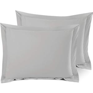 Nestl Soft Pillow Shams Set of 2 - Double Brushed Microfiber Pillow Covers - Hotel Style Premium Bed Pillow Cases, with 1.5 Decorative Flange, Queen 20"x30" - Silver (10 - Light Grey)