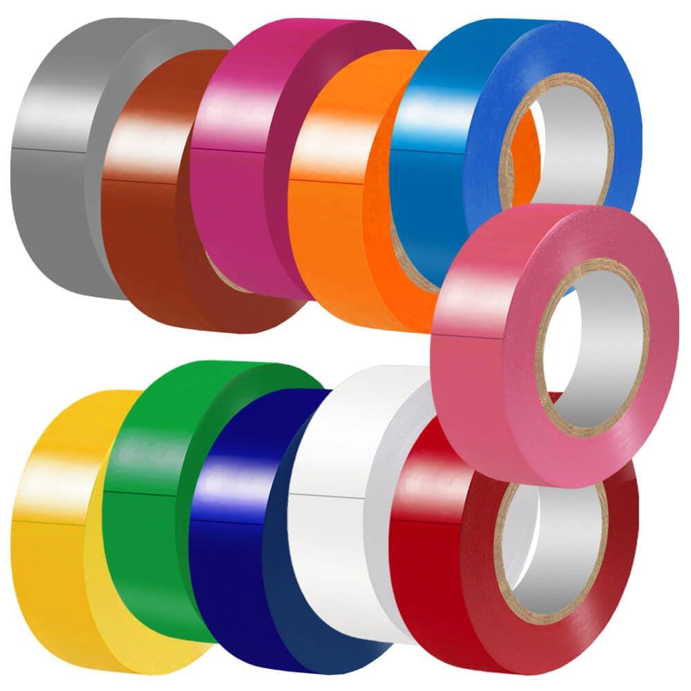 Electrical Tape Matte Rainbow 11 Colors Pack, Waterproof,Strong Adhesive, Durable, Easy-Wrap,3/4-Inch by 30 Feet