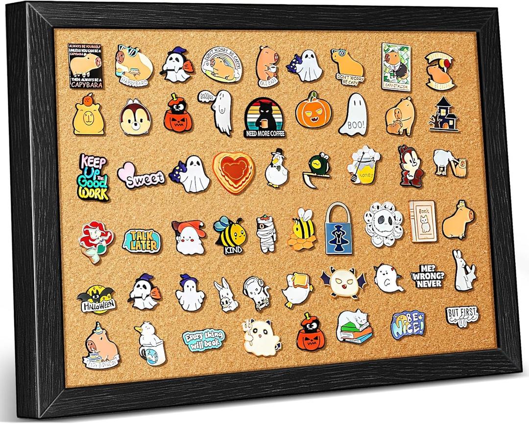 tutata Enamel Pin Display Board, 16'' x 12'' Pin Display Frame, Lapel Pin Holder, Wall Mounted Cork Board for Brooch Pin Storage