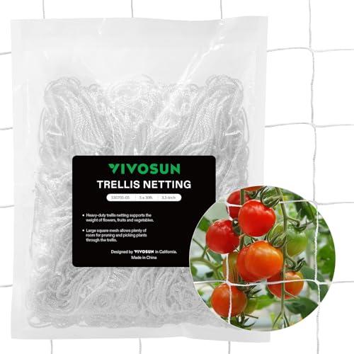 VIVOSUN 5 x 30 ft. Plant Trellis Netting, Heavy-Duty Polyester Grow Net, Garden Trellis Netting with Square Mesh for Climbing Plants, Vegetables, Fruits, and Flowers, 1-Pack