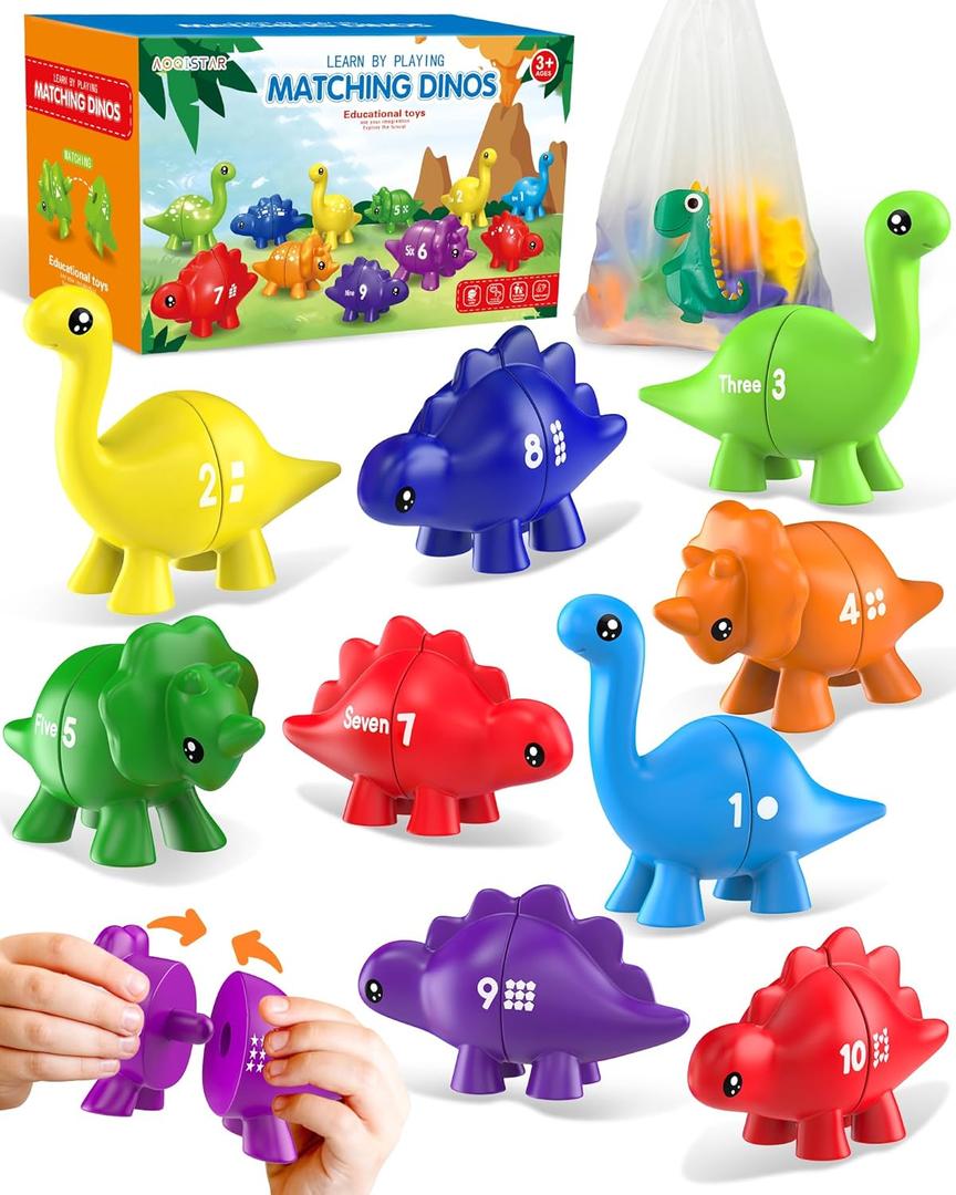 Gagule Number Dinosaur Toys for Kids 3-5, Montessori Educational Toys for 3 4 5 Year Old Boy Girl Gifts, Preschool Learning Activities Toddler Dino Toy, Double Sided Dinosaurs Numbers Matching Game
