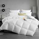 KUSNUG Hotel Luxury Down Fibers Comforter Oversized King Size - All Season Duvet Insert with Egyptian Cotton Blend Shell, High Fill-Power Hypoallergenic Fluffy Down Feather Fibers Filled, White
