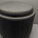 SlickBlue Round Storage Ottoman with Removable Lid, Tray, and Soft Cushion Seat (Grey)