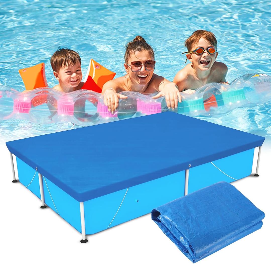Rectangular Pool Cover for Above Ground Pool,120 x 80 in Inflatable&Frame Pool Cover,Resistant Dustproof Rainproof Waterproof Suitable for Outdoor Backyard Swimming Pool