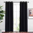 NICETOWN Living Room Curtains 84 inch Length 2 Panels Set - Blackout Thermal Insulated Window Treatment Solid Grommet Room Darkening for Bedroom/Home Office (Black, W37 x L84)