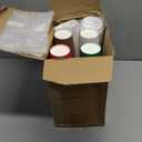 Dandat 16 oz 100 Pcs Christmas Coffee Paper Cups with Lids Disposable Christmas Paper Cups for Hot Cocoa Tea Beverage Holiday Xmas Party Supplies