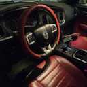 Quick Install Sporty Red Wine Burgundy Perforated Nappa Leather Steering Wheel Cover with Black Top Stripe Universal fit 14.5 to 15 inches Car Sedan SUV Pickup