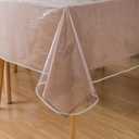 Clear Heavy Duty Vinyl Tablecloth with Sewn Finished Edges Rectangle Waterproof Oil-Proof Stain Resistant Plastic Table Cover Protector (54 x 70 Inch)