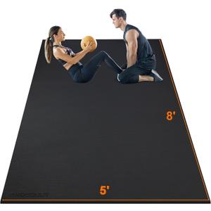 anngrowy Large Exercise Mat 8'x5'x7mm Workout Mat for Home Gym Mats Exercise Gym Flooring Rubber Fitness Mat Large Yoga Mat Cardio for Weightlifting, Jump Rope, MMA, Stretch, Plyo, HIIT, Shoe-Friendly