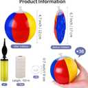 Aodaer 36 Pieces Mini Beach Balls Bulk 4.7 Inch Inflatable Beach Ball Decorations Small Rainbow Beach Balls with Hanging Rope Hooks Inflator for Beach Pool Toys Hawaiian Summer Birthday Party Decor