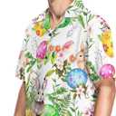 Hawaiian Shirt for Men Short Sleeve Easter Bunny Eggs Rabbit Beach Casual Button Down Aloha Shirt (M)