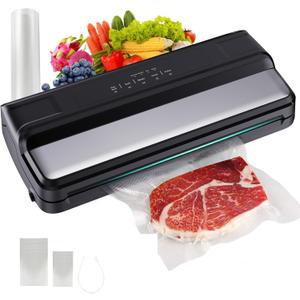 Kweete Vacuum Sealer Machine, 85kPa Powerful Food Vacuum Sealer for High-Speed Continuous Working 8-in-1 Automatic Food Sealer Set with External Vacuum System, Including Vacuum Bags & Accessory Hose