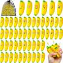 Woanger 24 Pcs Banana Stress Toys Banana Stretchy Toys Ball with Emotions Mini PU Squeeze Balls Bulk Fidget Toy with Storage Bag for Anxiety Relief Kids Adults Party Favors