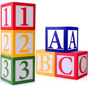 6 pcs ABC and 123 Friend Street Balloon Boxes,ABC Alphabet Graduation Back to School Party Favor, Story Birthday Party Decor Celebration Baby Shower Inspired Balloon Cardboard Box