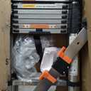 Telescoping Ladder,12.5FT Aluminum Multi-Purpose Collapsible Ladder with Stabilizers and Hooks,Jiashche Portable Extension Ladder for RV or Outdoor Work Silver,330lb Max Capacity