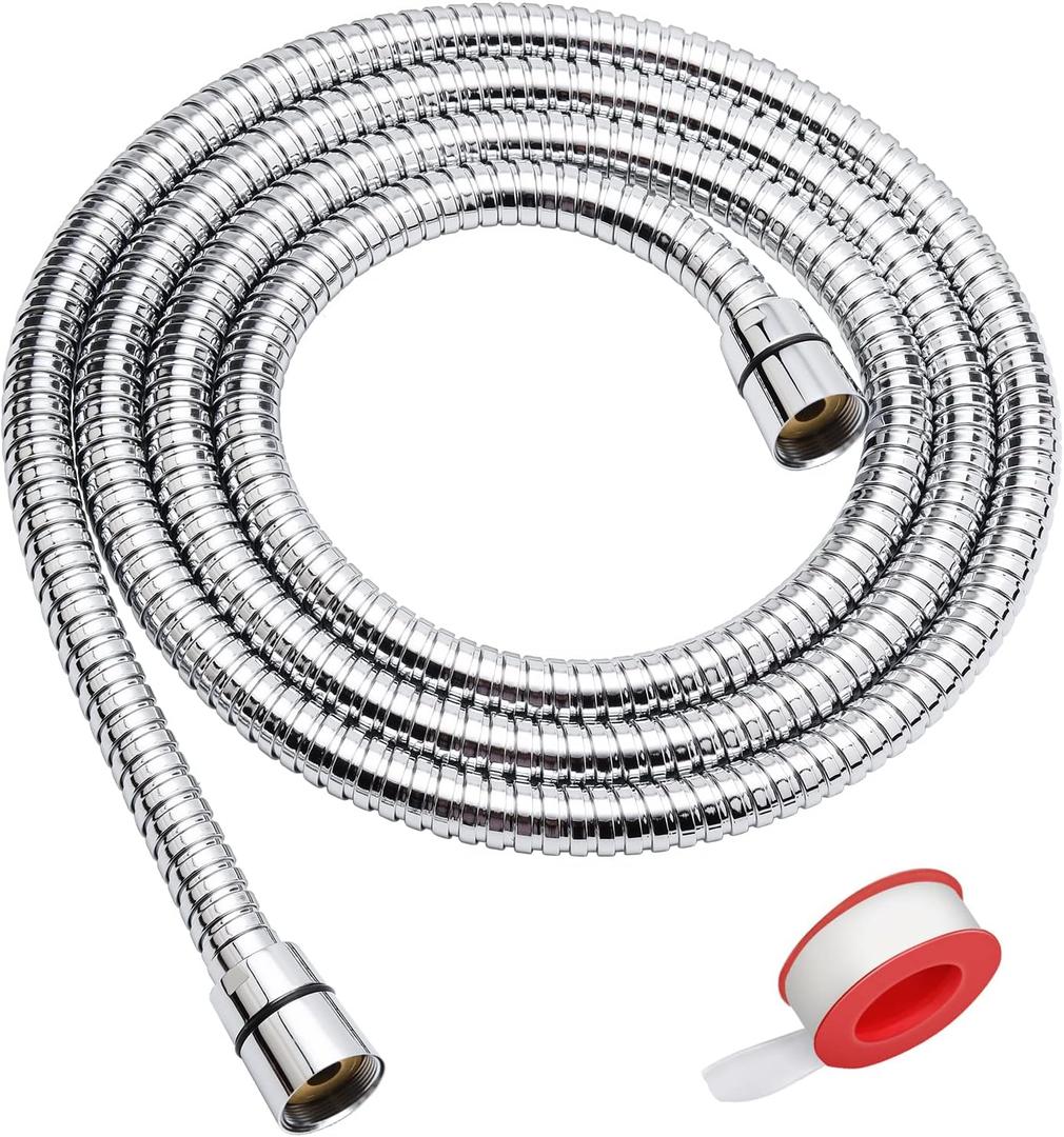 Shower Hose, 79 Inches Extra Long Stainless Steel Handheld Shower Head Hose with Brass Insert and Nut - Durable and Flexible(Chrome)