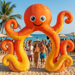 9 FT Octopus Inflatable Arch Giant Outdoor Blow up Decoration with Built-in 6 LED Lights for Under the Sea Party Ocean Theme Beach Pool Baby Shower Birthday Luau Summer Yard Decor