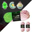 Glow in The Dark Crochet Luminous Polyester Yarn - Halloween Party Ghost Pumpkin Doll - Total 3.52oz/100g 115.92yd/106m Light Pink