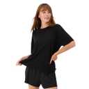 Hanes Women's Originals 2 Piece Lounge, Comfywear Supersoft Boxy T-Shirt & Sleep Shorts Loungewear Set, M