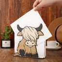 2 Pcs Wooden Highland Cow Napkin Holder Standing Brown Wooden Paper Holder Napkin Tissue Dispenser for Dining Room Cocktail Kitchen Table Countertop Decor