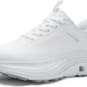 ARTOPEAK Women's Wide Walking Shoes Arch Support Cushioned Tennis Running Shoes, Non Slip Comfortable Sports Athletic Shoes for Gym Workout Slip On Fashion Sneakers White Size 9.5
