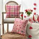 AVOIN colorlife Valentine's Day Heart Pink Throw Pillow Covers, 18 x 18 Inch Golden Leaves Love You More Be Mine Buffalo Plaid Polka Dot Anniversary Wedding Cushion Case Decoration for Sofa Set of 4
