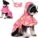KOOLTAIL Dog Raincoat, Reversible Pet Rain Jacket Clear Hooded Double Layer with Easy Storage Pocket, Adjustable Waterproof&Windproof Reflective Puppy Poncho with Leash Hole for Small Medium Dogs, M (Pink)