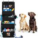 Dog Storage Organizer Hanging Over the Door, Dog Toy Box for Indoor Dog Cat, Dog Toy Storage Basket for Pet Supplies and Accessories Organization, Dog Treat Container for Dog Stuff (Black)