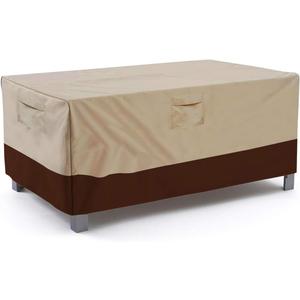 Vailge Rectangular/Oval Patio Table Cover, Heavy Duty and Waterproof Outdoor Lawn Patio Furniture Covers, Large Beige & Brown (Large(72"L x 44"W x 23"H))