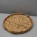 Extra Large Round Ottoman Table Tray with Handles - 19.7" Handmade Wicker Serving Hand Woven Tray for Farmhouse Decorative Oversized Coffee Table Trays Living Room Kitchen Counter Breakfast (20" diameter x 2", Round-water Hyacinth-flat)