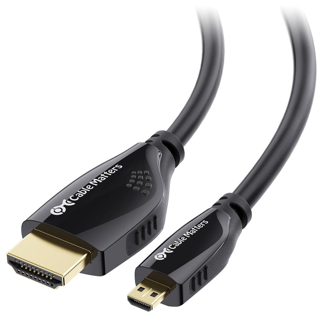 Cable Matters High-Speed Long 4K Micro HDMI to HDMI Cable - 25ft, Ideal for Tablet, Notebook, Camera, Raspberry Pi 4 and Raspberry Pi 5