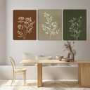 3pcs Boho Botanical Canvas Wall Art Decor Minimalist Vintage Flower Plants Line Artwork Pictures Modern Farmhouse Neutral Floral Posters Painting Prints for living room bedroom bathroom 16x24Inch (Canvas)