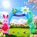 Domkom 12FT Long Huge Easter Inflatable Bunny Archway Outdoor Decorations,Build-in LED Lights Holiday Blow Up Yard Decoration, for Easter&Spring, Outdoor,Garden, Yard Lawn Dcor