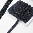 PEARLY JUN 5 Yards Pearl Beaded Trim Bead Lace Border White Edge Ribbon Strips for Sewing Wedding Dress Applique Bridal Straps Embellishments Decoration (Black Black, 5 Yards)