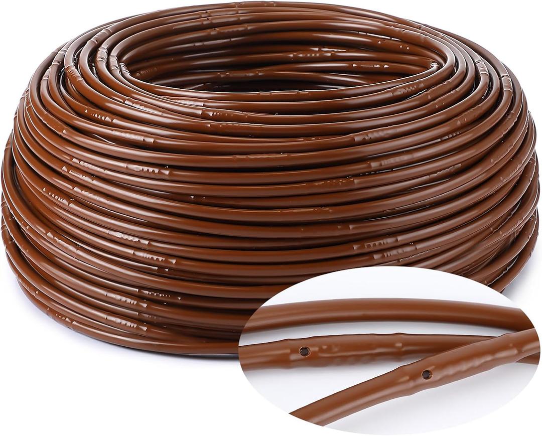 Nuanchu 492 ft 1/4" Drip Irrigation Tubing Irrigation Hose Garden Watering Tube Line with 12 Inch Emitter Spacing Blank Distribution Tubing Drip Line Watering for Garden Irrigations System, Brown