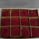 Senjie 3.15inch Burgundy Velvet Christmas Ornaments Balls Flocked Christmas Tree 12PCS Plastic Balls Xmas Hanging Ornaments Decoration Red